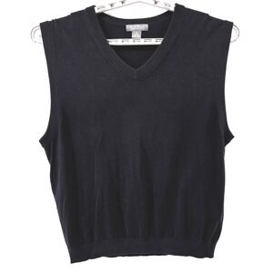 Daniel Cremieux Sweater Vest Men XL Black SILK BLEND VNeck Pullover Golf Grandpa